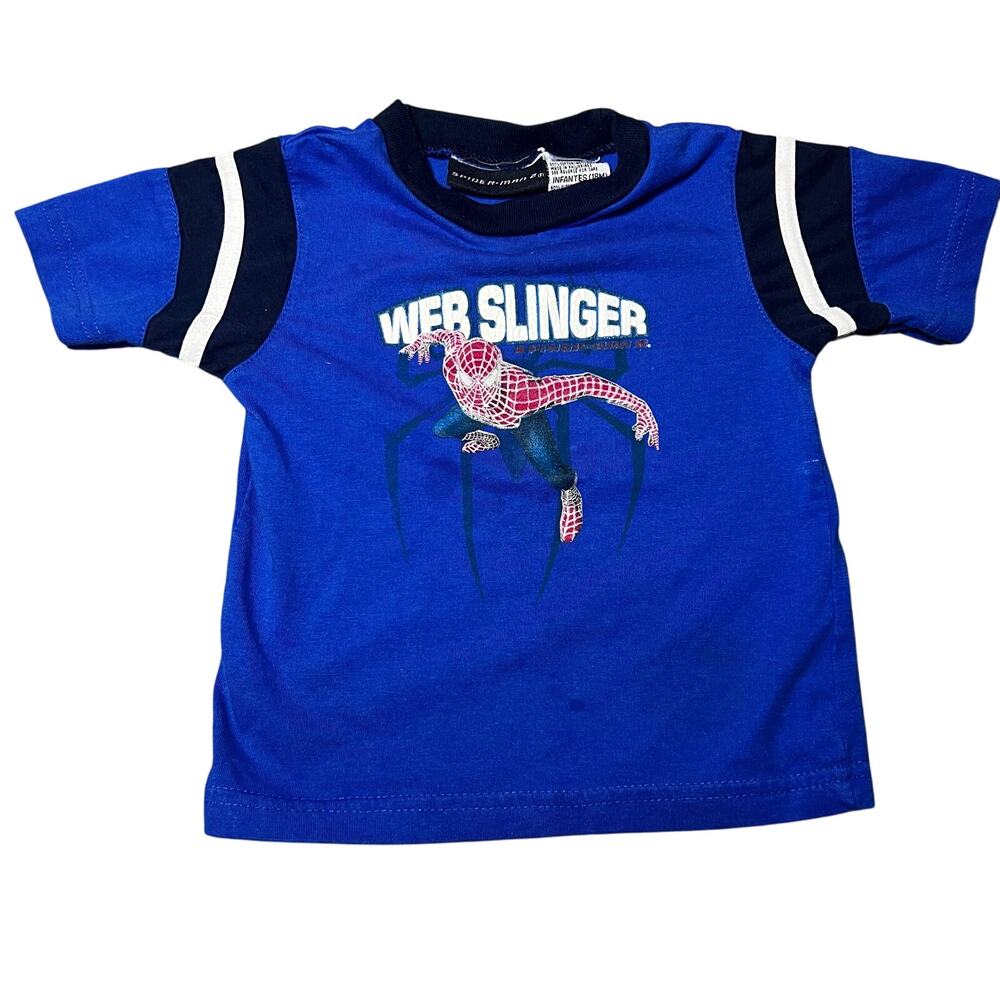 Vintage 2005 Spider-man 2 Web slinger blue boys t shirt size 18 months